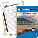 Baseball / Softball Lineup Cards - 16 Player Book Format Lineup Cards for 30 Games - Flipbook Carbon Copy 4 Part Form - Time Saving and Practical Baseball Coaching Accesories