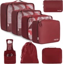 BAGAIL 8 Set Packing Cubes Lullage Packing Organizers untuk Travel Accecories- Wine Red