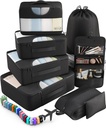 Veken 10 Set / 8 Set Packing Cubes untuk Esensial Perjalanan, Tas Penyelenggara Suitcase dalam 4 Size, Aksesoris Lumersia Dengan Tas Laundry Besar & Toiletry, HARUS untuk Airplane, Road Trip & Camping