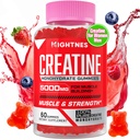 Creatine Monohydrate Gummies for Men & Women - Creatine Pre-Workout Gummies with Taurine & Vitamin B6 B12 for Maximum Power, Muscle, Energy, Endurance & Focus, Organik, Vegan-60 Count