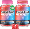 Creatine Monohydrate Gummies, Pre- Workout Chewables Suplement for Women and Men, Creatine Monohydrate with Taurine & B6 - for Muscle, Energy Endurance & Energy, Vegan (Berry, 120 Gummies)