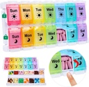 Hari ke-19, Push Button Eingly Pill Box 2 Kali sehari Hari Pengisian Pil Pill Malam Vitamin Kasus Kesehatan Suplemen Minyak Ikan (Rainbow)