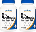 Nutricost Zinc Picolinate 50mg, 240 Vegetarian Capsules (2 Botol) - Gluten Free and Non- GMO