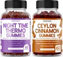 Night Time Fat Burner (60 Gummies) Weight Loss & Metabolism Raspberry Flavorin Melonalin Suplemen dan Cinnamon Ceylon (60 Capsule) Hamble Overall Wellness Suppplemen - Vegan & Dibuat di Amerika Serikat