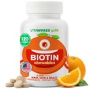Anak-anak Biotin 5000mcg Tablet Chewable: 124; Tasty Biotin Suplemen 124; Vegan, Non GMO 124; Pertumbuhan Rambut, Skin dan Nail Heath 124; Rambut Vitamin untuk Anak-anak 124; 120 Chewables