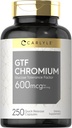 Carlyle GTF Chromium 600 mcg 124; 250 Capsules 14; Non-GMO, Gluten Free