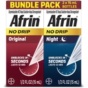Afrin No Drip Original + Night Nasal Mist Bundle, Non- Drowsy, Fast- Acting Deconongestant untuk Nasal Contrable dan Sinus Tekanan Relief, Dewasa dan Anak 6 dan Older, .5 lf oz (Paket 2)