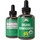 Ashwagandha Liquid Drops. Ekstra Kekuatan Ashwagandha Root Ekstrak untuk Perempuan, Pria, Anak. Dengan Adaptogens. Zero Sugar, Organik, Gluten Free Tincture Suplemen.