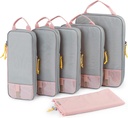 BAGSMART 6 Set / 4 Set / 2 Set Compression Packing Cubes for Travel, Lighweight Lumbrable Organizer Bags, Durable Space Saver Bags Esenals