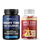 MAV NUTRITITION Night Time Fat Burner Capsules and Apple Cider Vinegar Gummies 124; Overnight Metabolism Booster for Stomach Fat Burning Support dengan Melonalin & ACV 124; 1 Bulan Supply