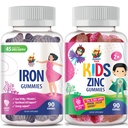 SUNNY SAM Zinc Gummies for Kids & Iron Gummies for Dewata, Iron Vitamin with Vitamin C