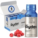 Ryde: Relax Shot 124; Raspberry Flavor 124; Lemon Balm, L-Theanine, Ginseng & Chamomile 124; 0 Kalori, 0 Sugar 124; 2 FL OZ Shots 124; Helling You Relax * (8 Pack)