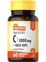 Sundance Vitamin C 100mg dengan Rose Hips 124; 60 Caplets berlapis 124; Timed Rilis 124; Vegetarian, Non-GMO, dan Gluten Free Supplemen