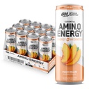 Optimum Nutrition Amino Energy Sparkling Hydration Drink, Electrolytes, Caffeine, Acids Acids, BCAA, Sugar Free, Peach Bellini, 12 Fl Oz, 12 Paket (Packaging May Vary)