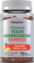 Piping Rock Ashwagandha Gummies Supplemen 126; 75 Count 124; untuk Perempuan dan Pria 124; Tropical Flavor 124; Vegan Formula 124la; Non-GMO, Gluten Free