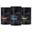 Penelitian Olahraga 1250 mg Omega 3 Burpless Fish Oil - Wild Alaska Pollock - (90 Count), High Potency Vegan C 1000mg (240 Count) + Vegan 5000iu Vitamin D dengan 100mcg Mk7 Vitamin K (60 Count)