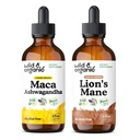 Wild & Organic Maca Ashwagandha Tsuture 4 fl oz & Lion 's Mane Tincture 4 fl oz