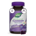 Nature 's Way Sambucus Elderberry Immune Gummies for Kids, Imune Dukung Gummies *, with Black Elderberry Extract, Vitamin C dan Zinc, 60 Gummies (Packaging May Wary)