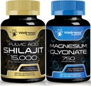 Magnesium Glycinate Capsules - 750mg - Magnesium Suplemen Absorpsi Tinggi Deshi Shilajit Pure Himalaya Capsules Organik dengan Acid Perkembangan Acid Fulvic