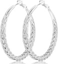 Senteria Silver Hoop Earrings for Women hypoallergenic 925 Sterling Silver Post Hound Earrings Lighlaler Large Hoops Thick Twisted Silver Hoops 30 / 40 / 50MM
