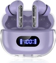 Earbuds Purple Wireless P1 PRO, Headphone Bluetooth Earphone Nirkabel dengan Clear Call Mics Ear Buds, Fit Comfortable, IPX7 Waterproof Long Battery Life, 30H Playtime for Sports Workout