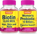 Potensi Tinggi WellYeah Biotin + Propinsi Perempuan 10B CFU, Gummies Bundle