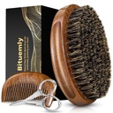 Beard Brush, Natural Boar Bristles Brush for Men and Wooden Sandalwood Pocket Beard Set, Fatul Hair Grooming Kit with Kumis Gunting as a Styling Tool, Growth, Detales, Shine