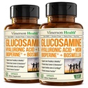 Glucosamin Sulfate dengan Acid Hyaluronic, Boswellia, Suplemen Pepper & MSM - 5-1 Suplemen Bersama untuk Pria dan Wanita - Kesehatan Gabungan, Kekuatan Tulang - FSA Eligly 2 Pack