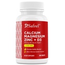 Safrel Calcium Magnesium Zinc dengan Vitamin D3, 300 Tablet - Kalsium 1000 mg, Magnesium 400 mg, Zinc 20 mg & D3 600 IU per Serving