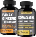 NooMost Authentic Korea Red Panax Ginseng + Organic Ashwagandha dengan Ginkgo Biloba & Black Pepper