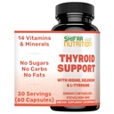 SHIFAA NUTRITITION Halal Thyroid Dukung 30 hamba: 14- GMO Relief Suplement w / B12, Iodium, Selenium, L-Tyrosine Al26; Supports Energy, Metabolisme, Focus, Clarity, Cortisol Saldo