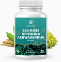 Sea Moss with Spirulina and Ashwagandha Blend Capsules, Mood, Ammune Support & Stress Relief, Mikro Ingredians & Antioksidants Source - Non-GMO, Vegan Superfood Suplemen, 90 Count