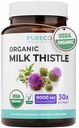 USDA Milk Organic Thistle Kapsul - 80% Silymarin Suplemen Liver - Super konsentrasi 300mg dari 30: 1 Milk Thistle Extract Equalle sampai 9000mg - Milk Thiver Liver Detox 60 Day Supply