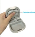 Hearing Aid Case with Battery Storage Slot Hard Small 0.59 "* 2.44" * * 1.57, "Silicone Cushion, for ITE, BTE Hearing Aids (White)