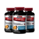 Kembalikan Pertumbuhan Rambut - Anti Rambut Abu-abu Formula Alam untuk Pria dan Wanita - Acid Folic untuk Perempuan, Fo ti Powder, Chlorofil, biotin untuk Rambut Abu-abu, Gray Vitamin, 3 Botol 180 Capsules