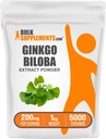 BulkSupplements.com Ginkgo Biloba Extract Powder - dari Ginkgo Biloba Leaf, Antioksidant Source, Herbal Suplemen - Bebas Gluten, 200mg per Serving, 1kg (2.2 lbs) (Paket 1)