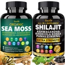 Bualle Sea Moss and Shilajit Bundle - Sea Moss 300mg, Black Seed Oil 100mg, Ashwagandha 50mg, Ginger & Shilajit 300mg, Rhodiola Rocea 100mg, Panax Ginseng 50mg, All in 1 Suplemen -USA Made (2 Pack)