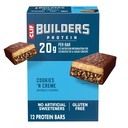 CLIF BUILDERS Protein Bars - Cookies 'n Cream Flavor - 20g Plant Based Protein - Gluten Free - Non-Glycemo - Tidak ada Maneteners Artificial - 2.4 oz. (12 Pack)