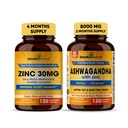 Sandhu Herbals Zinc 30mg Tambahan dan Organik 4 dalam 1 Ashwagandha Capsules dengan Zinc 124; Pasokan Heally Skin, Imune System 124; Non-GMO