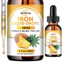 Suplemen Besi Liquid untuk Perempuan, Pria & Anak-Anak, Cair Besi Drops dengan Floid, Vitamin C, B6, B12 untuk Anemia, Red Blood Cell, Dukungan Energi, Pineapple Flavor, 2 Fl Oz