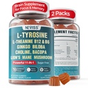 Tambahan 11-1 Otak untuk Memori dan Fokus dengan L-Tyrosine L- Theanine, Methylated B12 & BB6, Singa Mane Mushroom, Ginkgo Biloba, Bacopa Monnieri, Choline for Focus, Nootropic, Energi, 2Packs