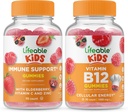 Lifeable Immune Support Kid + Vitamin B12 Kids, Gummies Bundle - Great Tasting, Vitamin Suplemen, Gluten Free, GMO Free, Chewable Gummy