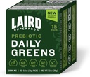 Laird Superfood Prebiotic Daily Greens Powder - Pack of 15 Single Serve Sachets - Esviamins & Minemins - Fiber, Adaptogen & Fruits, Vegetable - Mendukung Kesehatan Gut - Non-GMO, Vegan