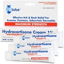 Globe (3 Pack Hydrocortisone Maximum Kekuatan 1%, Anti- Itch Cream for Redness, Swelling, Rash, Musquito Bites, Eczema, Hebribrihoids & More
