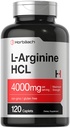 Horbäach L-Arginine HCL 4000mg 124; 120 Caplets 12.4; Amino Acid for Men and Women 14; Nitric Oxide Suplemen 124; Vegetarian, Non-GMO, Gluten Free Suplemen