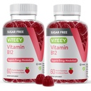 Viteey Vitamin B12 Gummies for Dewata & Teens 1000mcg, Sugar Free - Good for Energy, Metabolisme, Dukungan Energi Alam - Vegan, Glutin Free, GMO Bebas - Sawable Strawberry Flavored