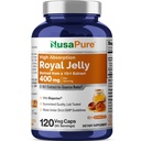 NusaPure Royal Jelly 10: 1 Ekstraksi, 400 mg Equiliate to 4000mg - 120 Veggie Capsules (Non-GMO, Gluten Free, Bioperine)