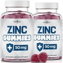 Zinc Gummies - 2 Pack - 50mg High Ammune Booster Suplemen, Ammune Pertahanan, Antioksidan Alam Kuat, Non- GMO - oleh New Age, 120 Count