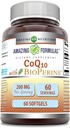 Menakjubkan Formula CoQ10 dengan Tambahan Bioperine, 200 Mg per Serving 124; 60 Softgels 124; Non-GMO 124; Gluten-Free 124; Dibuat di USA