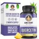 Kebahagiaan kuno Quercetin dengan Bromelain 124; Quercetin 10000mg Bromelain 200 mg per Serving 124; Pasokan Sistem Imune, Kesehatan Gabungan, Kesehatan Repirall & Overall Wells - 120 Capsules